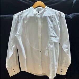 Beautiful White Tuxedo Style Blouse Size 10 by J Crew NWT